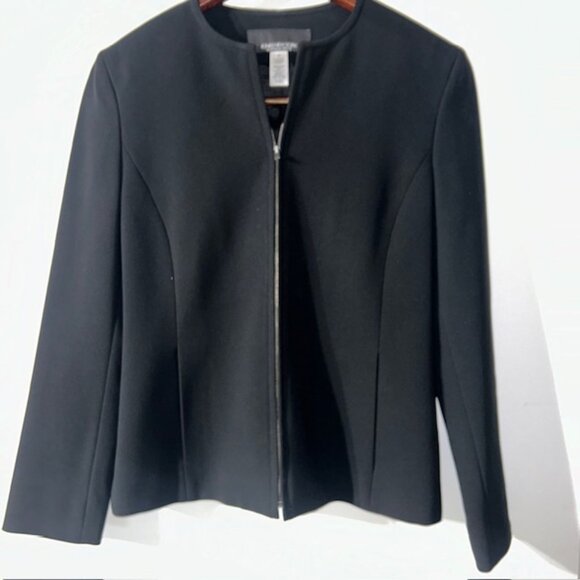 JONES NEW YORK PLATINUM PETITE Black Career Jacket Zip Lined Sz 6P Side Pockets - Picture 1 of 5